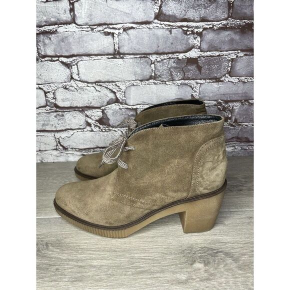 TONI PONS Winter Taupe Suede Ankle High Top Lace Heel Booties Women 41EU/10.5M - Picture 14 of 16